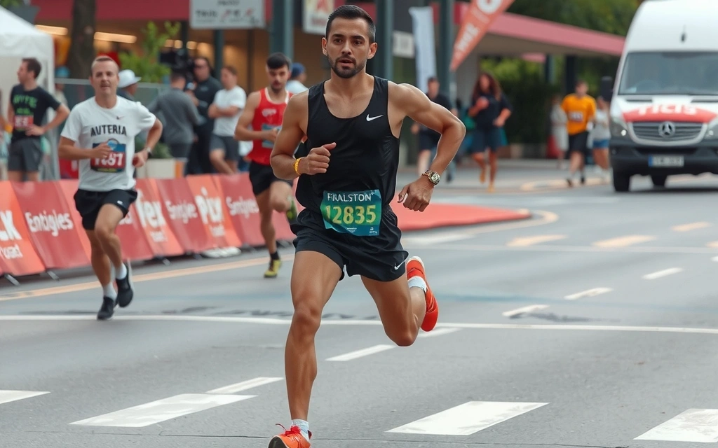 Marathonläuferin in Aktion, energiegeladen und fokussiert